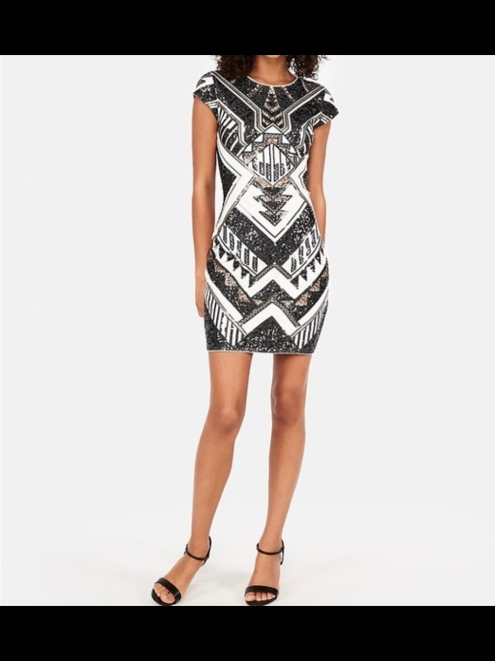 Express Geometric Sequin Bodycon Dress